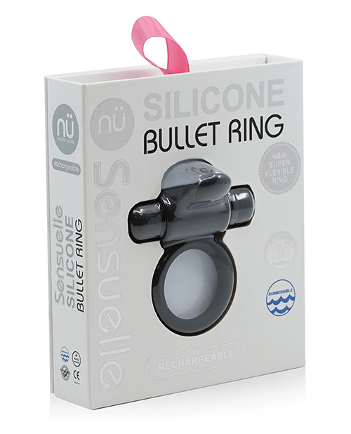 NOBT-M39BKsensuellesiliconebulletringblack Nu Sensuelle 7 Function Silicone Bullet Ring - Black - Image 1