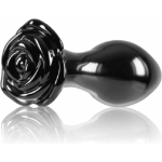 Crystal Rose Glass Anal Plug Black