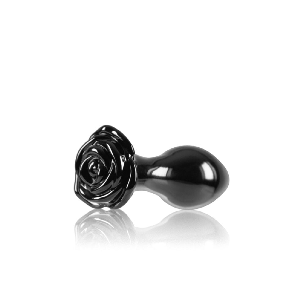 NSN-0718-23-Crystal-bulk02-lowres Crystal Rose Glass Anal Plug Black - Image 1