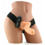 6" Vibrating Hollow Strap On - Beige - Image 2
