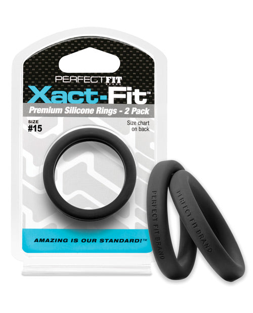 perfectfit15twoblackcockrings Perfect Fit Xact Fit #15 - Black Pack of 2 - Image 1