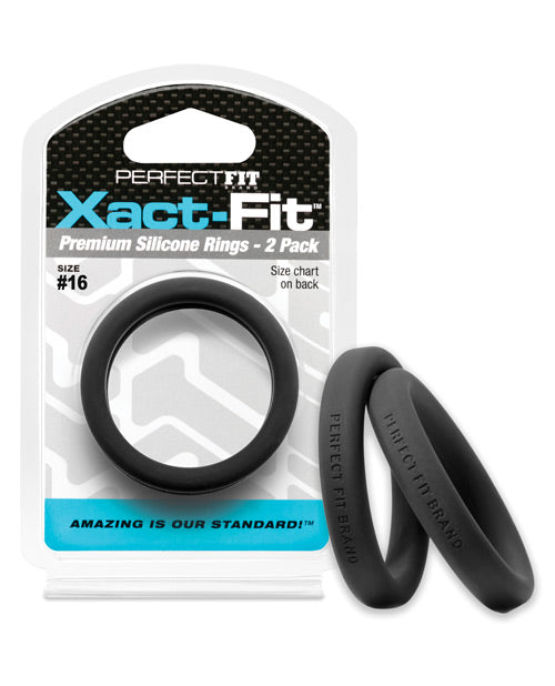 perfectfit16twoblackcockrings Perfect Fit Xact Fit #16 - Black Pack of 2 - Image 1