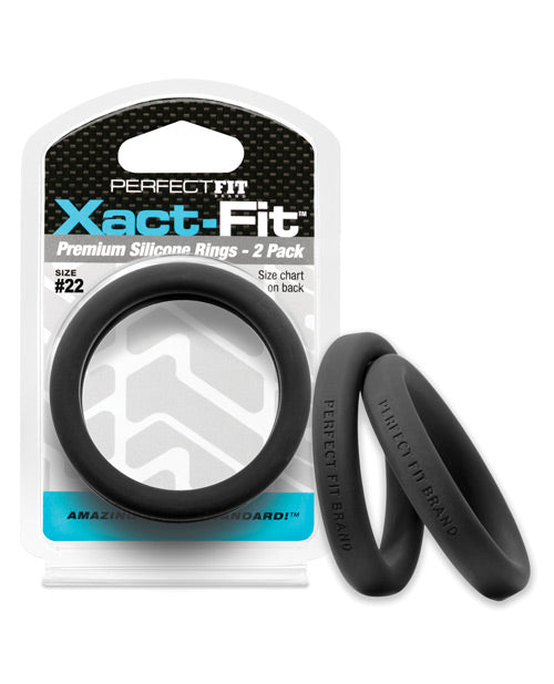 perfectfit22twoblackcockrings Perfect Fit Xact Fit #22 - Black Pack of 2 - Image 1